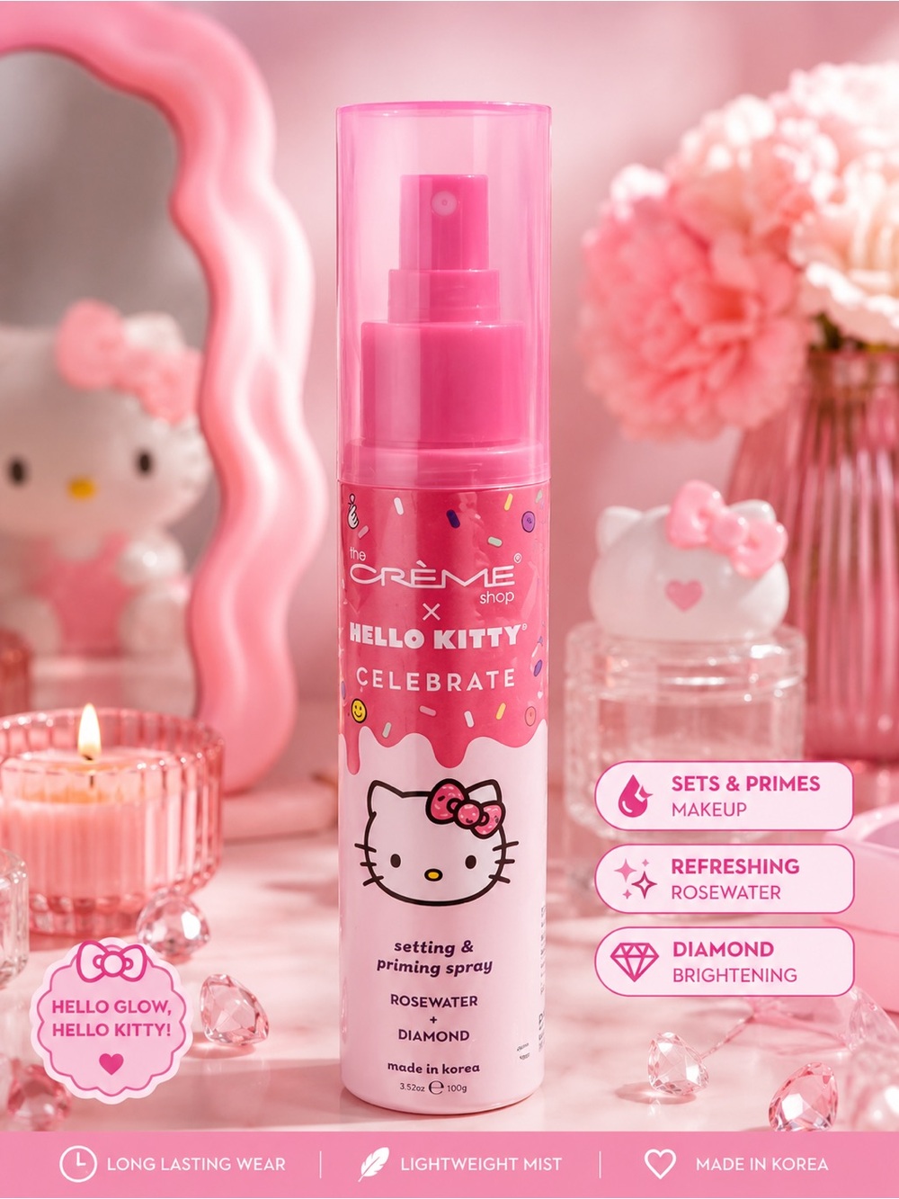The Crème Shop x Hello Kitty Pink Setting & Priming Spray - Rosewater
